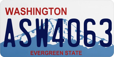 WA license plate ASW4063