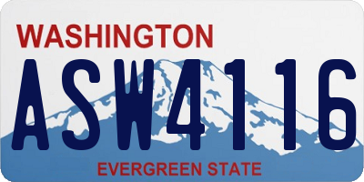 WA license plate ASW4116