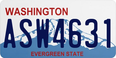 WA license plate ASW4631