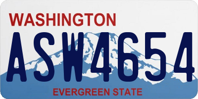 WA license plate ASW4654