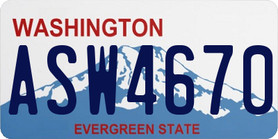 WA license plate ASW4670