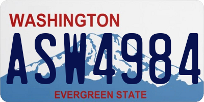 WA license plate ASW4984