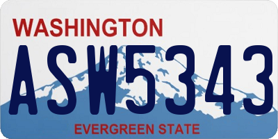 WA license plate ASW5343