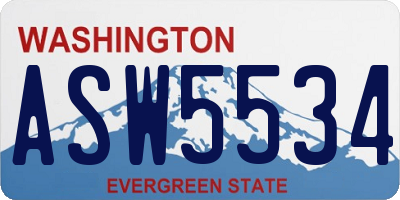 WA license plate ASW5534