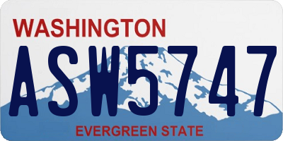 WA license plate ASW5747