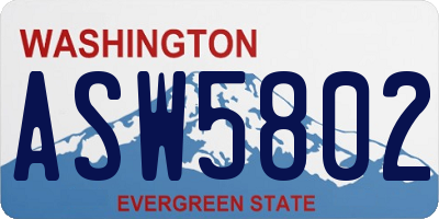 WA license plate ASW5802