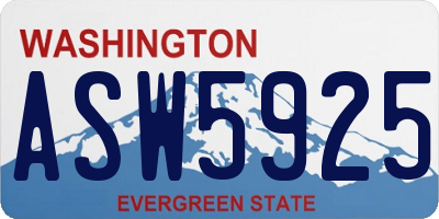 WA license plate ASW5925