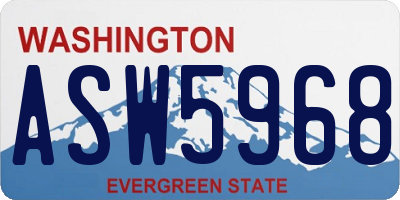 WA license plate ASW5968