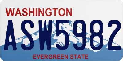 WA license plate ASW5982