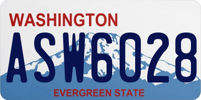 WA license plate ASW6028