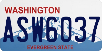 WA license plate ASW6037