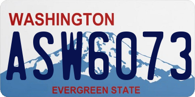 WA license plate ASW6073