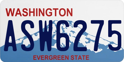 WA license plate ASW6275