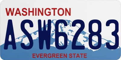 WA license plate ASW6283