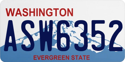 WA license plate ASW6352