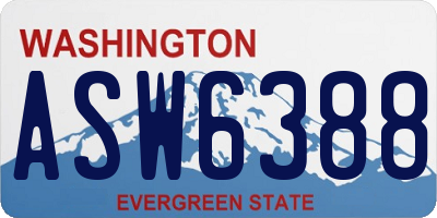 WA license plate ASW6388