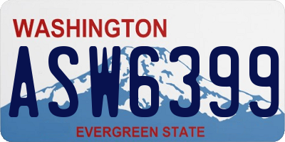 WA license plate ASW6399