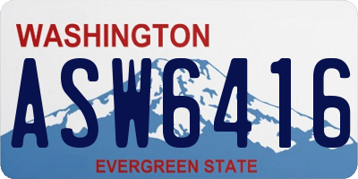 WA license plate ASW6416