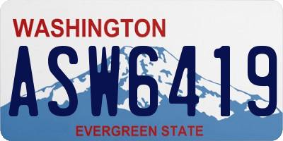 WA license plate ASW6419