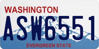 WA license plate ASW6551