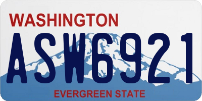 WA license plate ASW6921