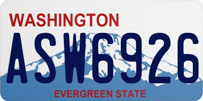 WA license plate ASW6926