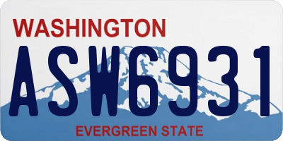 WA license plate ASW6931