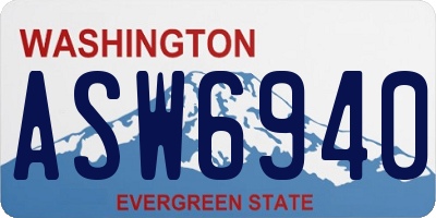 WA license plate ASW6940