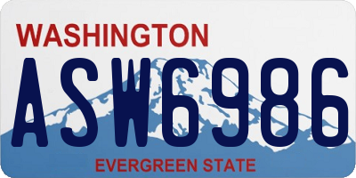 WA license plate ASW6986