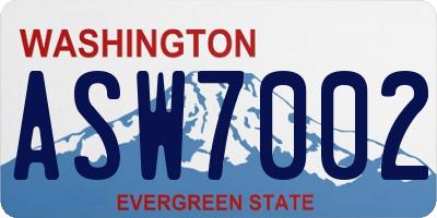 WA license plate ASW7002