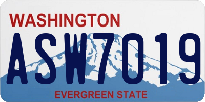 WA license plate ASW7019