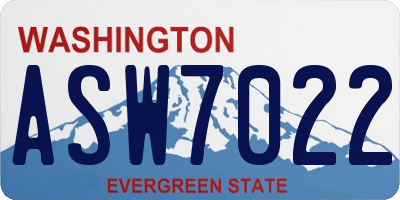 WA license plate ASW7022