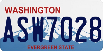 WA license plate ASW7028