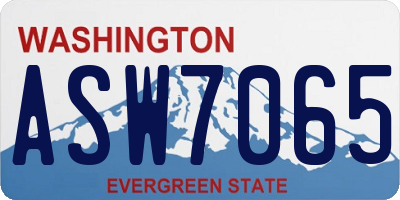 WA license plate ASW7065