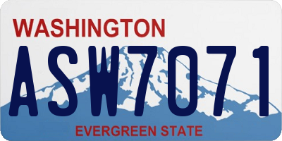 WA license plate ASW7071