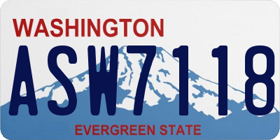 WA license plate ASW7118