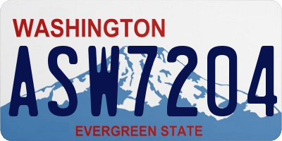 WA license plate ASW7204