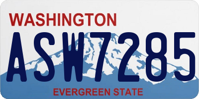 WA license plate ASW7285