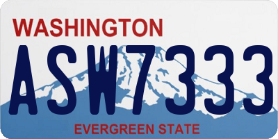 WA license plate ASW7333