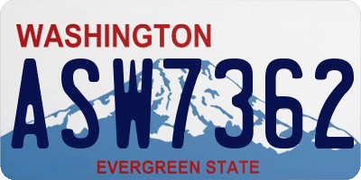 WA license plate ASW7362
