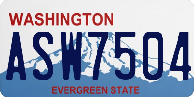 WA license plate ASW7504