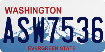 WA license plate ASW7536