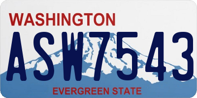 WA license plate ASW7543
