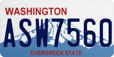 WA license plate ASW7560