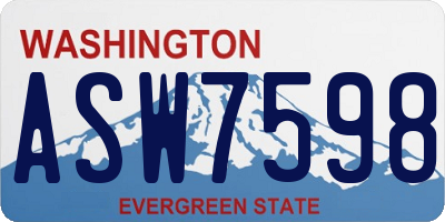 WA license plate ASW7598