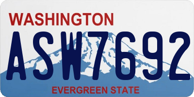 WA license plate ASW7692