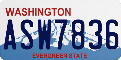 WA license plate ASW7836