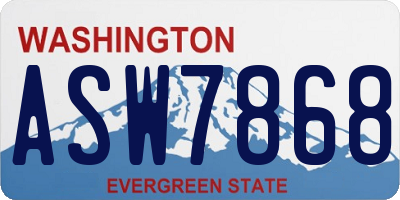 WA license plate ASW7868