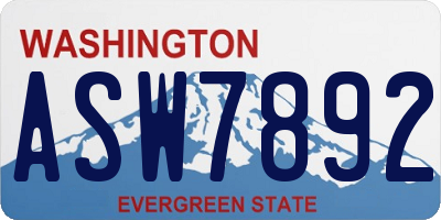 WA license plate ASW7892