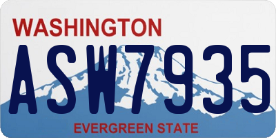 WA license plate ASW7935